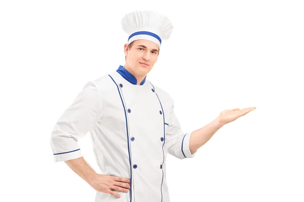 男厨师用一只手示意 — 图库照片