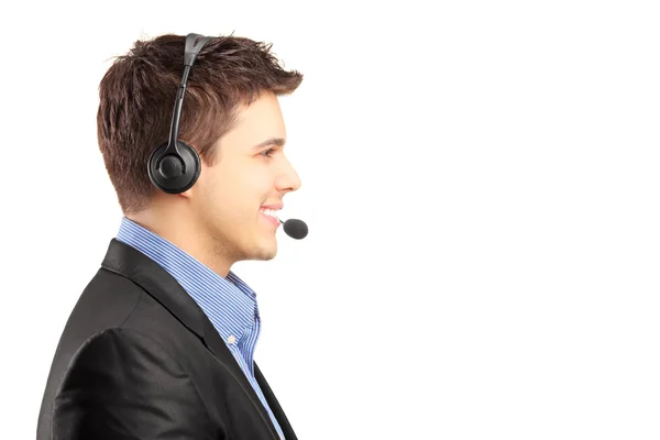 Empleado de servicio al cliente con auriculares — Foto de Stock