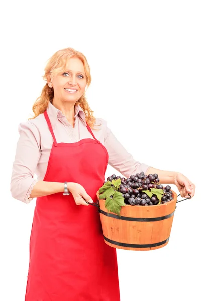 Female vintner holding basket — Stock Photo, Image