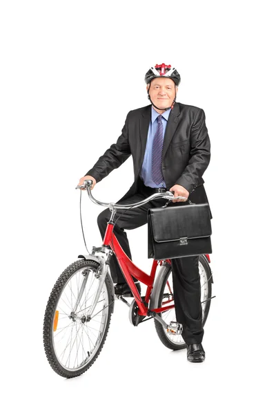 Бизнесмен на велосипеде — стоковое фото