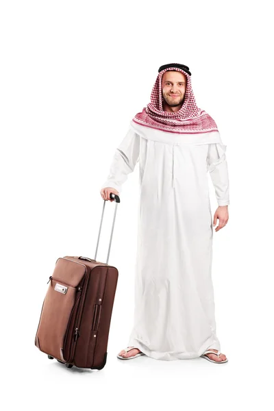 Arab tourist carrying suitcase — Stock Photo, Image