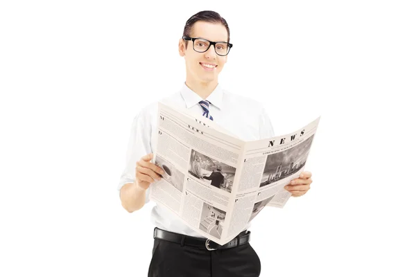 Businessperson reading a newspaper — Stock Photo, Image