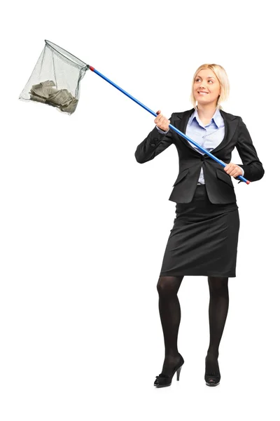 Businesswoman with dollar in it — Stock Photo, Image