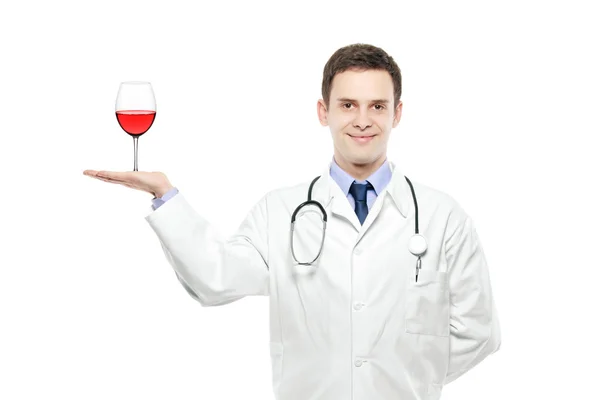 医学博士举行葡萄酒玻璃 — 图库照片