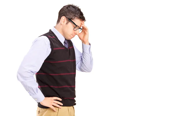 Male with head down thinking — Stock Photo, Image