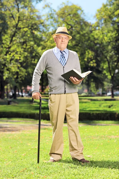 Senior gentleman reading book — Stock Photo, Image