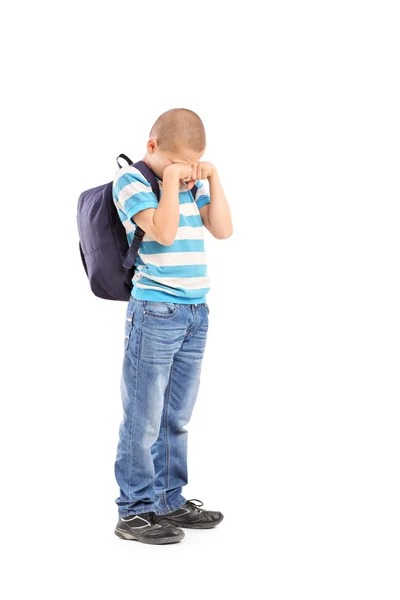 Sad schoolboy crying — Stock Photo, Image