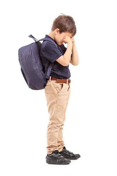 Schooljongen huilen — Stockfoto