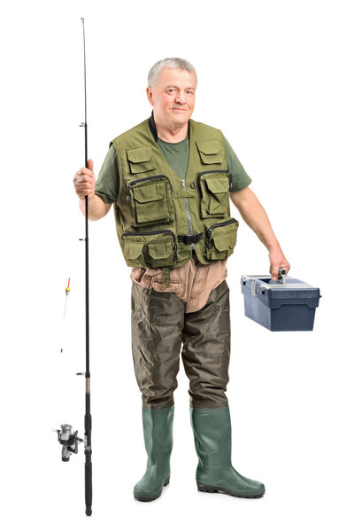 Fisherman holding fishing equipment