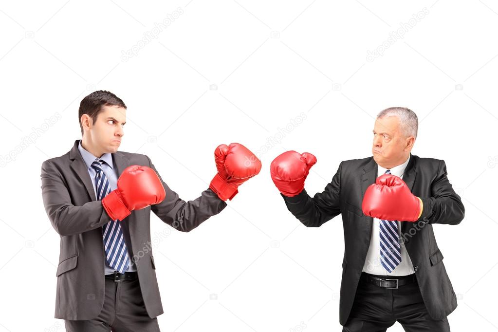 Two businessmen with boxing gloves