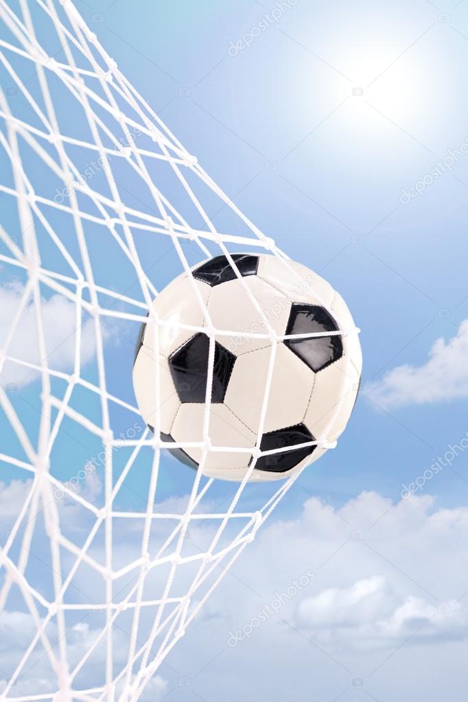 Soccer ball in a net