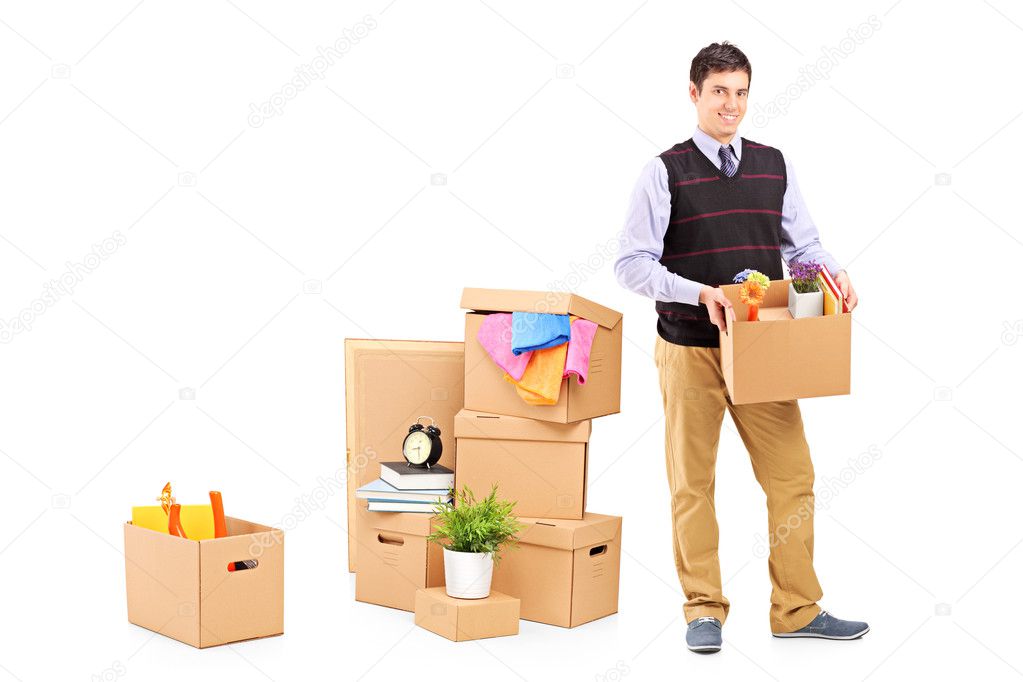 Male and moving boxes