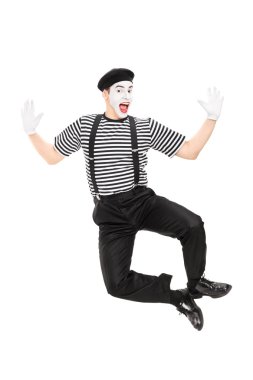 MIME sanatçı ile sevinç atlama