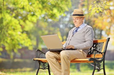 Komuta sizde park içinde laptop üzerinde çalışıyor