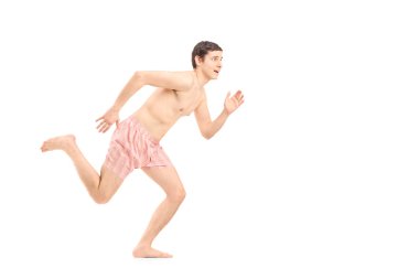 Naked man running away clipart