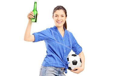 holding bira şişesi ve gol fan