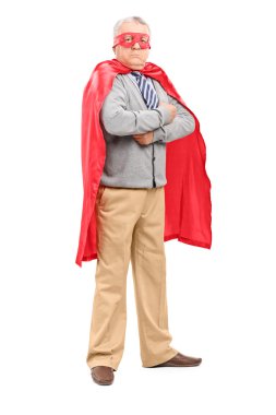 süper kahraman kostümü içinde olgun adam 