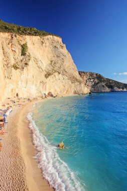 lefkada Adası'nın kumlu plajda