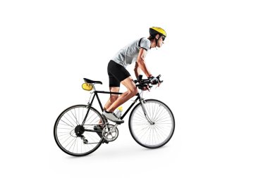Male bicyclist riding bike clipart
