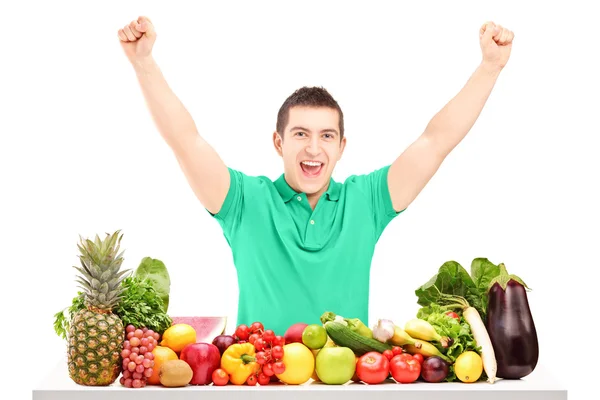 Man raising hands — Stock Photo, Image