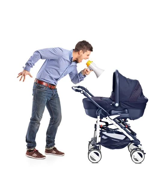 Father yelling to his baby — Stock Photo, Image