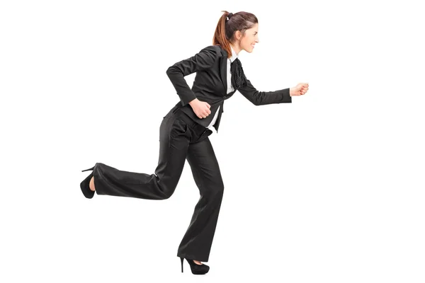 Businesswoman in hurry running — Stock Photo, Image