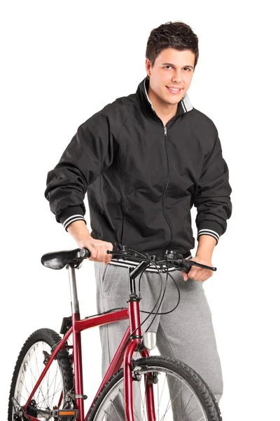 Chłopiec pozowanie na rowerze — Zdjęcie stockowe