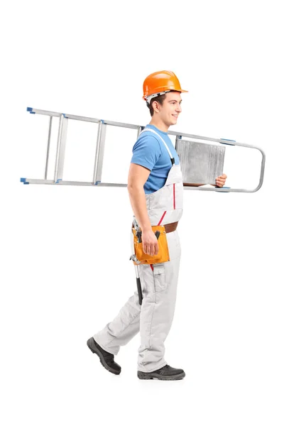 Repairman carrying ladder — Stock Photo, Image