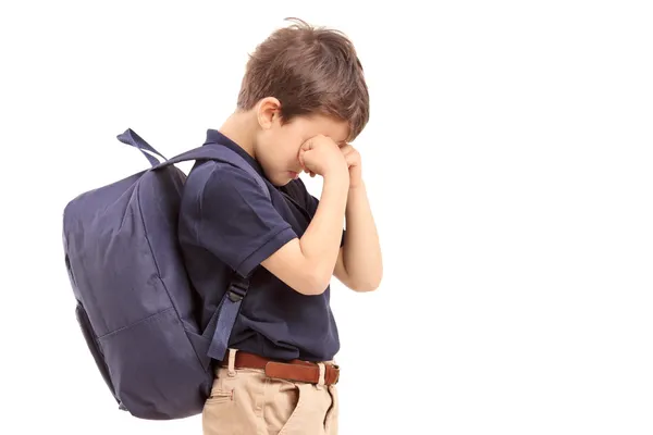 Schoolboy crying — Stock Photo, Image