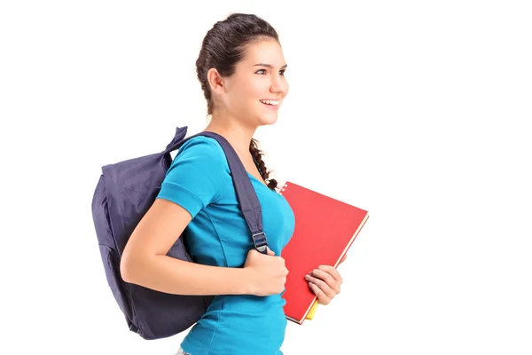 Estudante feminina com mochila — Fotografia de Stock