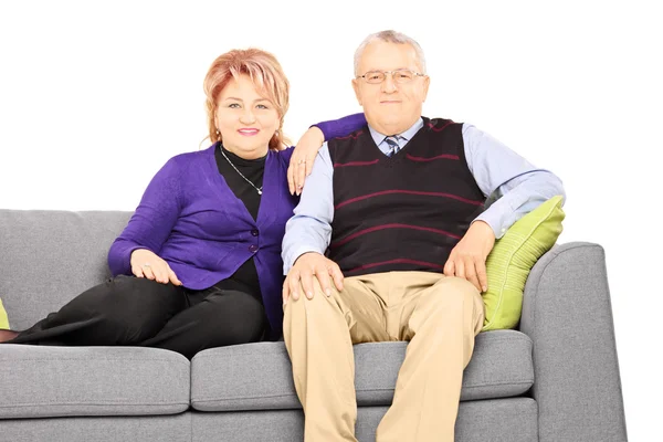 Wife and husband on sofa — Stock Photo, Image