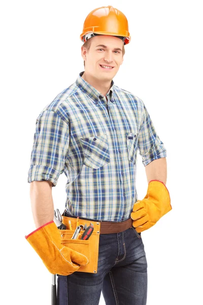 Manual worker with helmet — Stock Photo, Image