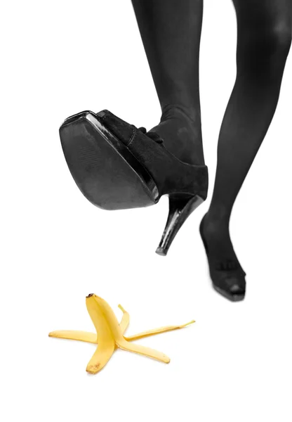 Step on banana peel — Stock Photo, Image