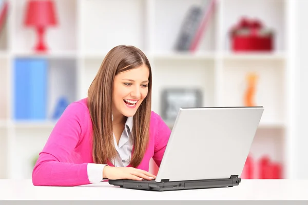 Female looking at laptop — Stock Photo, Image