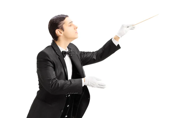 Orchestra conductor directing with stick — Stock Photo, Image