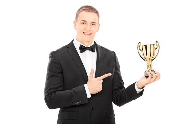 Elegant man anläggningen trophy — Stockfoto