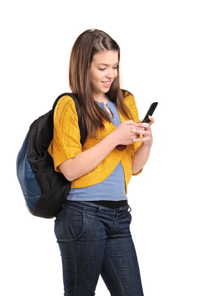 Teenage girl typing on cellphone — Stock Photo, Image