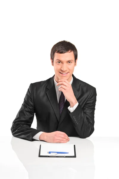 Businessman sitting during interview — Stock Photo, Image