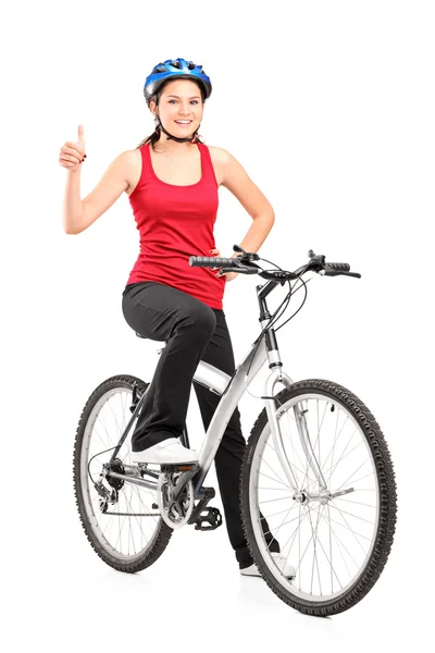 Female bicyclist — Stock Photo, Image