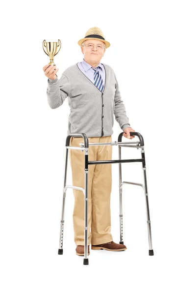 Gentleman with walker — Stock Photo, Image