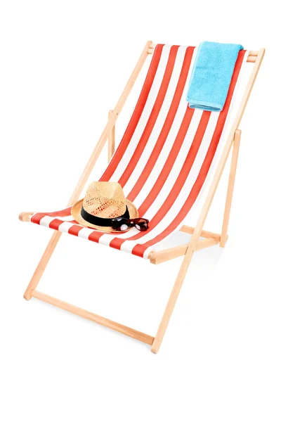 Sun lounger with towel — Stock Photo, Image