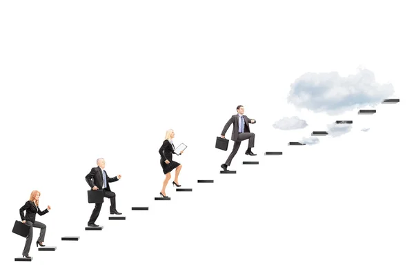 Businesspeople walking towards heights — Stock Photo, Image