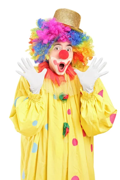 Clown gester med händerna — Stockfoto