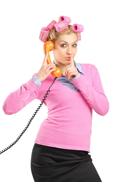 Woman talking on phone — Stock Photo, Image