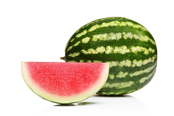 Whole watermelon and slice — Stock Photo, Image