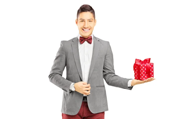 Man holding present — Stock Photo, Image