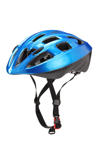 Blå hjelm til byciclister - Stock-foto