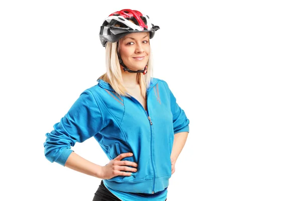 Female athlete wearing helmet — Stock Photo, Image