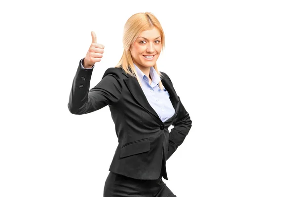 Mujer dando pulgar hacia arriba — Foto de Stock