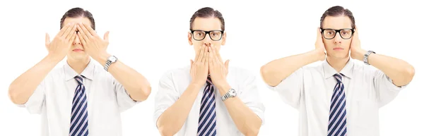 Three people gesticulation with hands — Stock Photo, Image